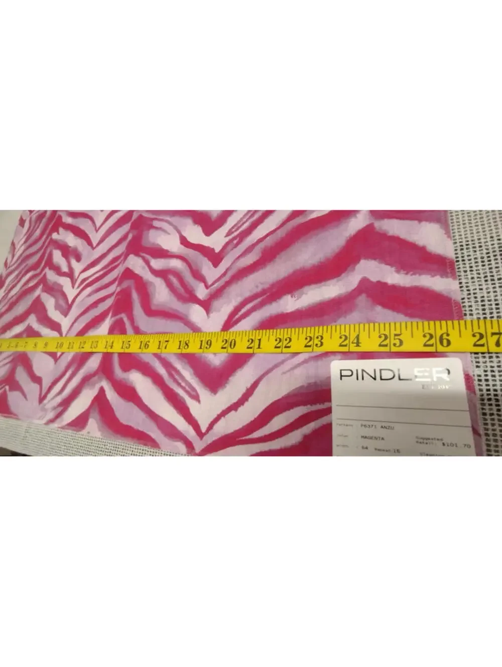 Pindler Anzu Pink Magenta Zebra 100% Cotton Designer Fabric Sampler 23.5 x 23 in